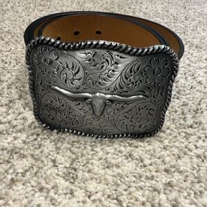BKE Black and Brown Belt with Western-Inspired Buckle